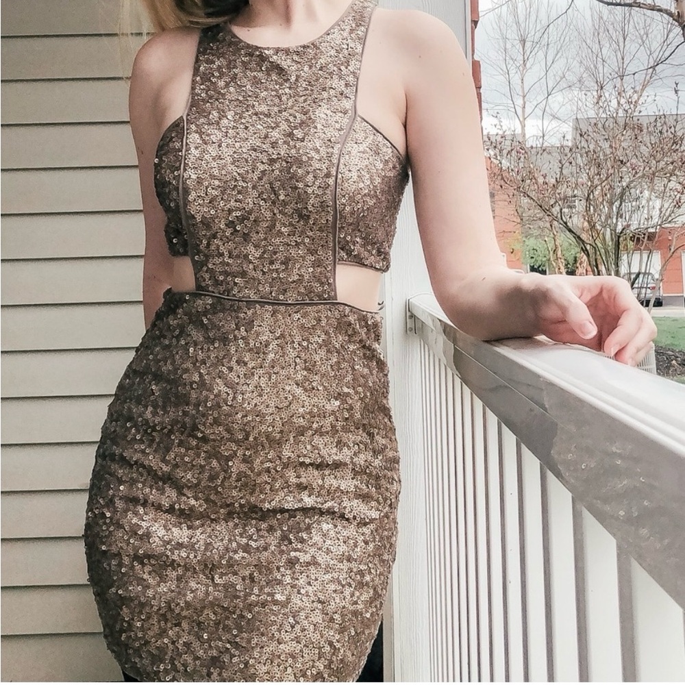 Sparkling Bronze Cutout Dress